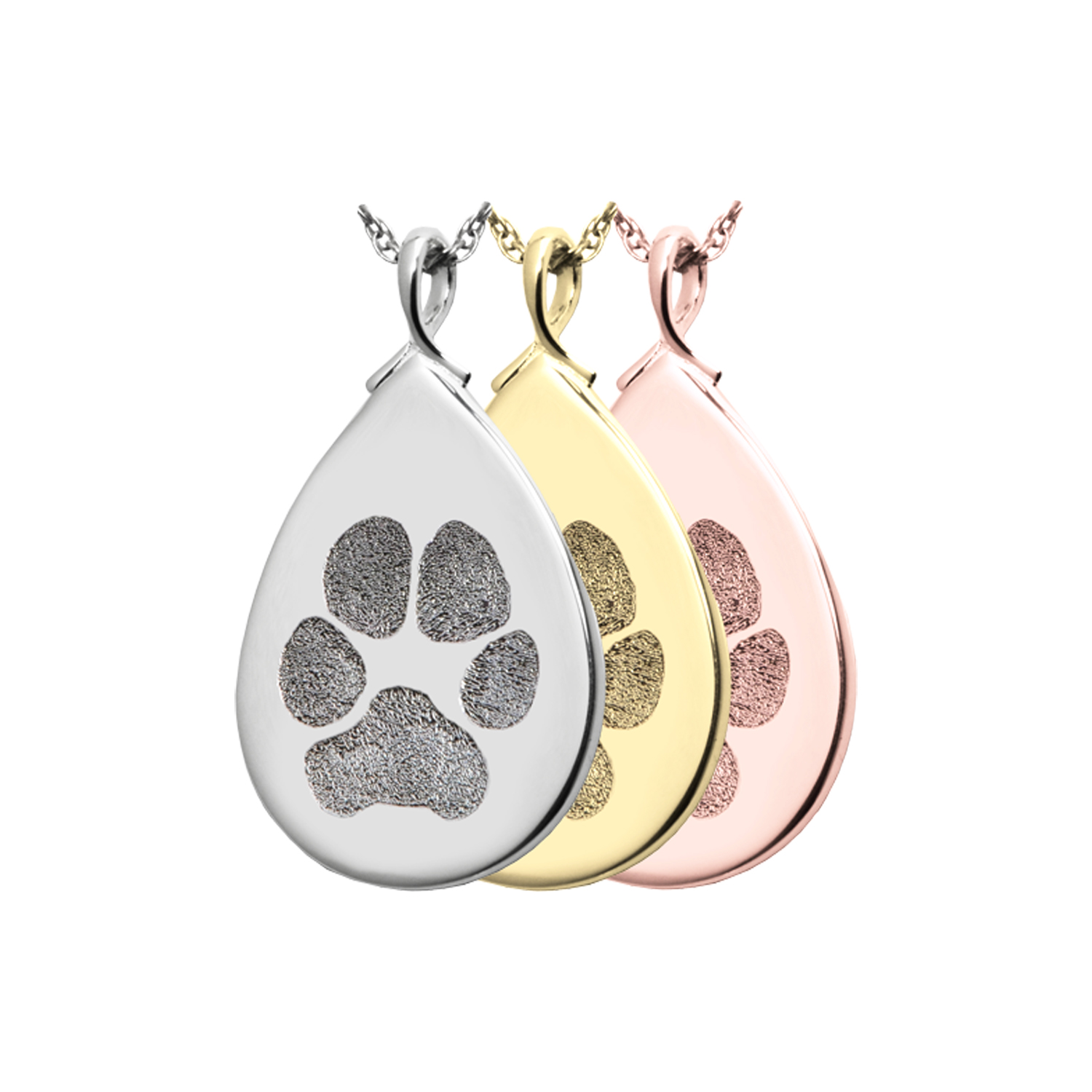Actual Paw Print Pendant - Tear Drop